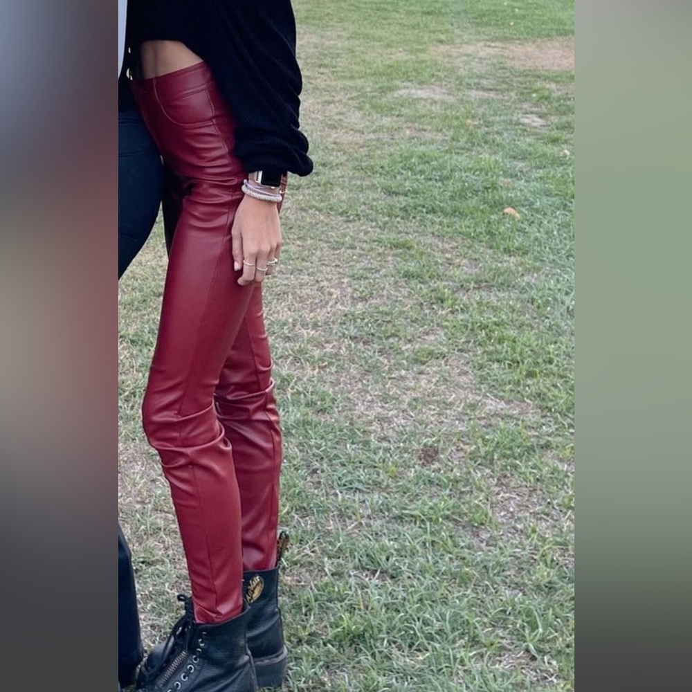Zara red leather pants